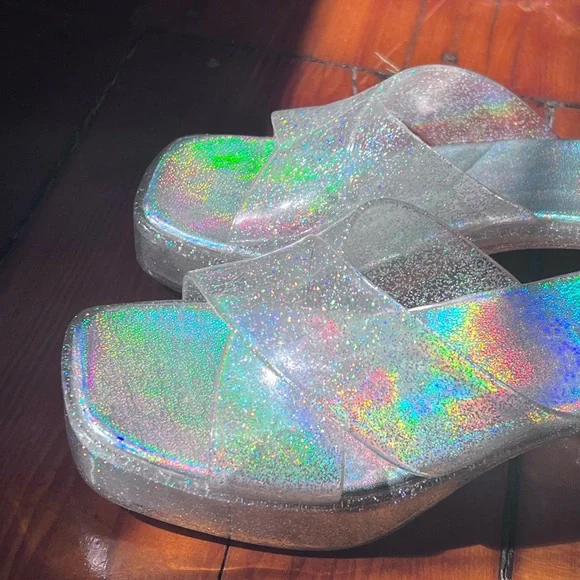 Jeffrey Campbell Block Heel Sparkle Sandals - Picture 3 of 4